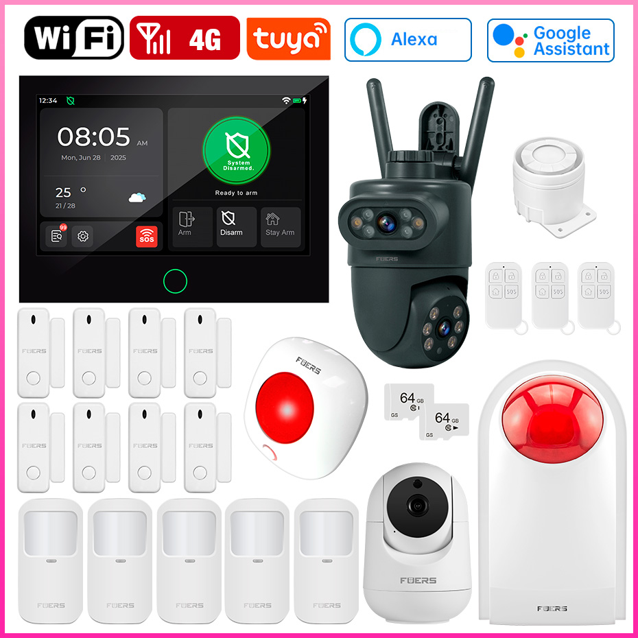 Home Security And Camera System - FUERS 7 Inch Screen 4G LTE